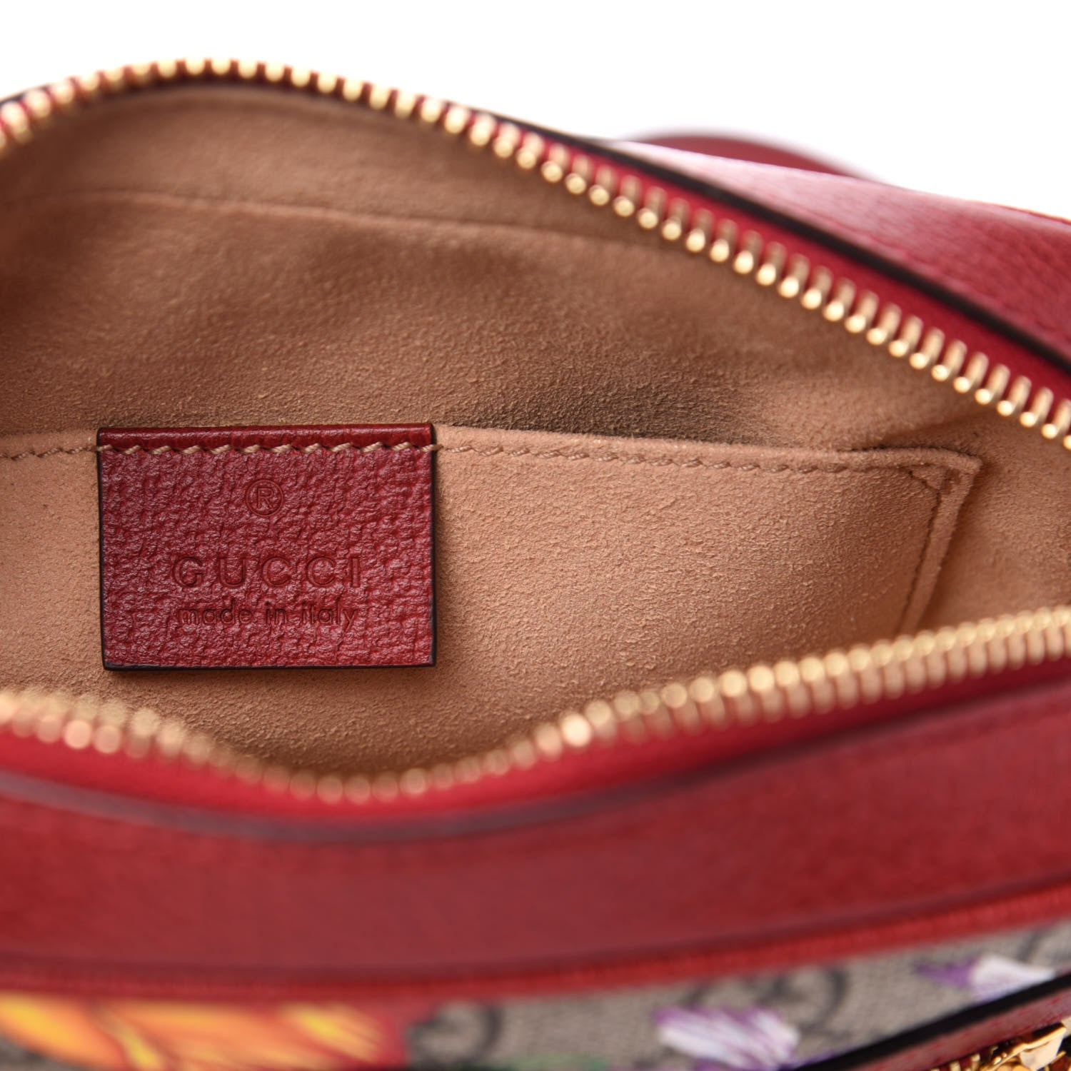 Gucci GG Supreme Monogram Flora Web Mini Ophidia Shoulder Bag Red 6 of 10