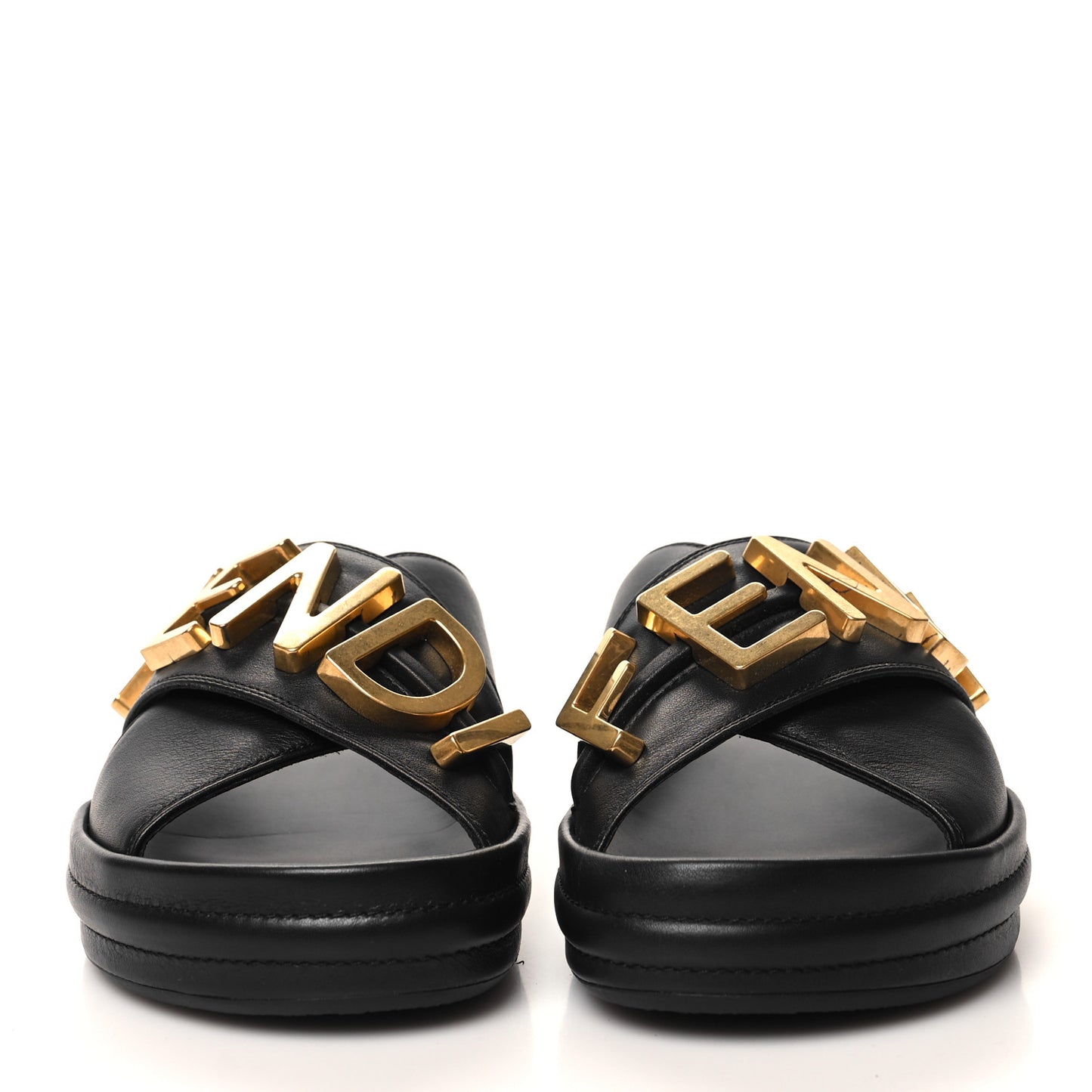 Vitello Womens Fendigraphy Slide Sandals 36 Black