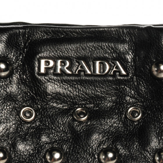 Nappa Grommets Clutch Wristlet Nero Black