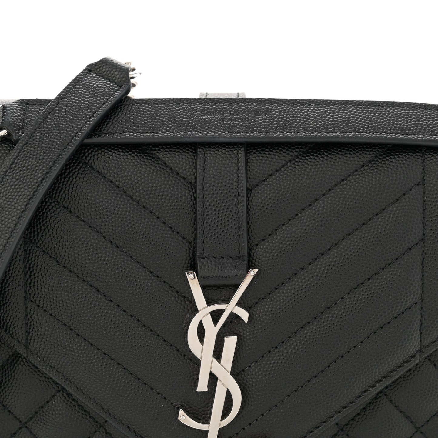 Grain De Poudre Textured Mixed Matelasse Triquilt Medium Monogram Satchel Black