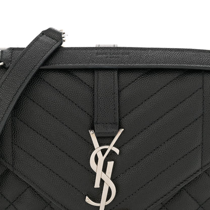 Saint Laurent Grain De Poudre Textured Mixed Matelasse Triquilt Medium Monogram Satchel Black 8 of 11