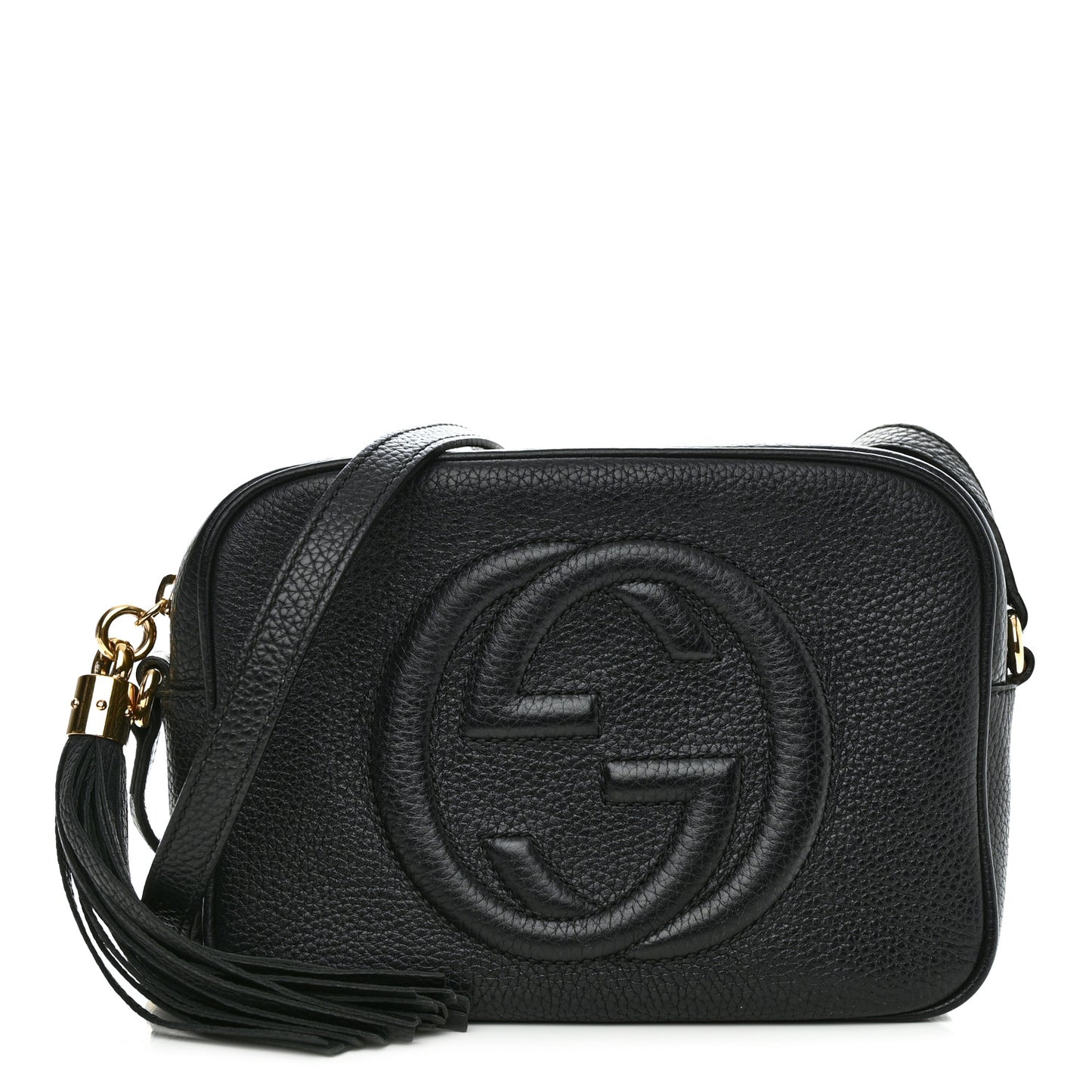 Pebbled Calfskin Small Soho Disco Bag Black
