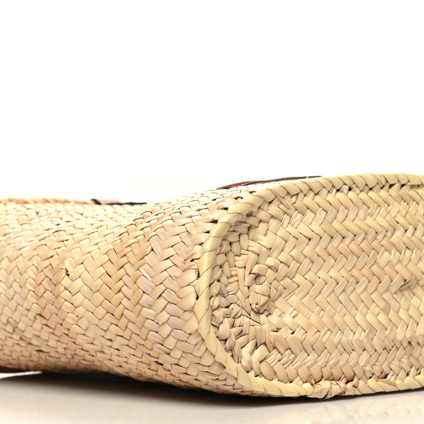 Raffia Calfskin Triomphe Medium Panier Tan