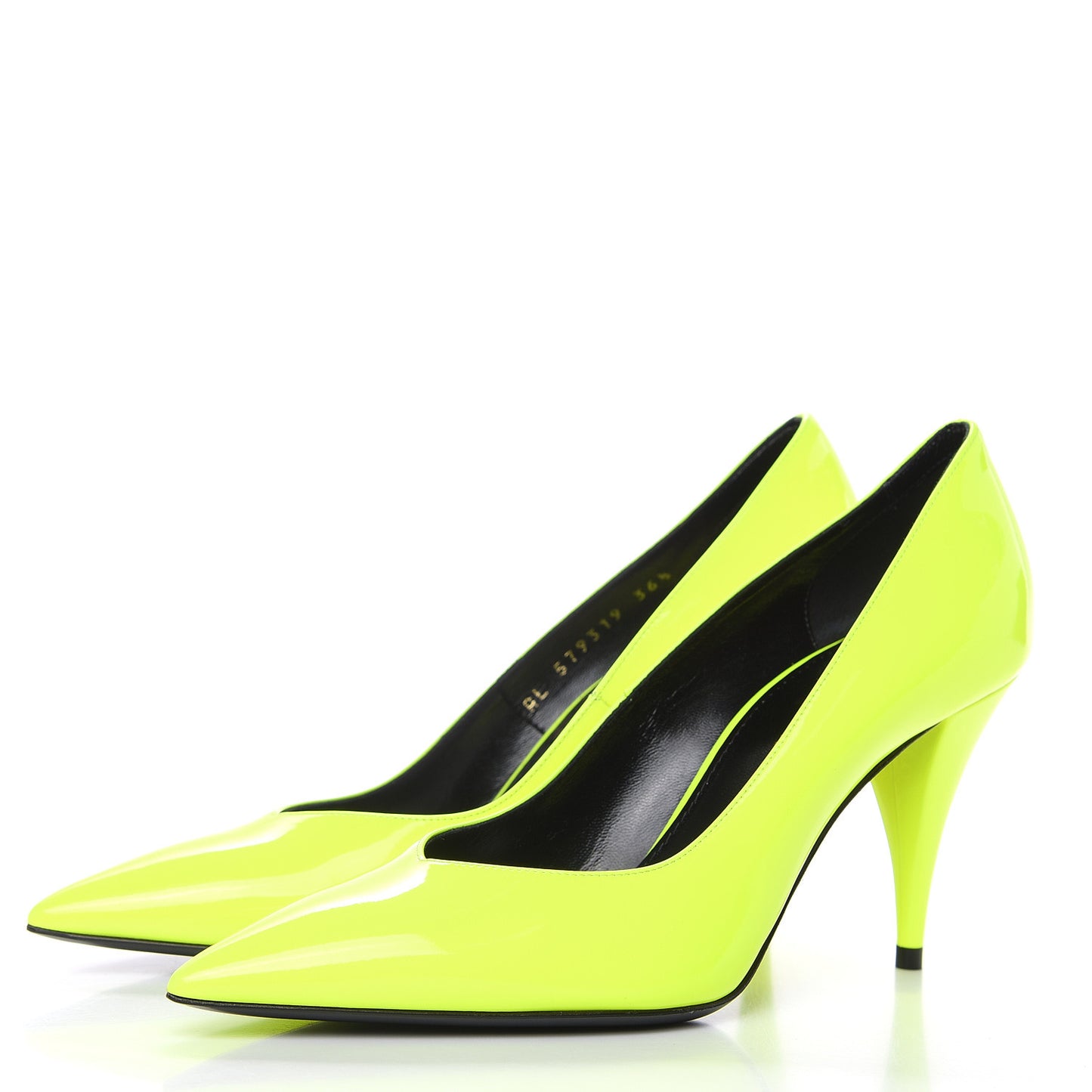 Patent Calfskin Kiki 85 Pumps 36.5 Neon Yellow