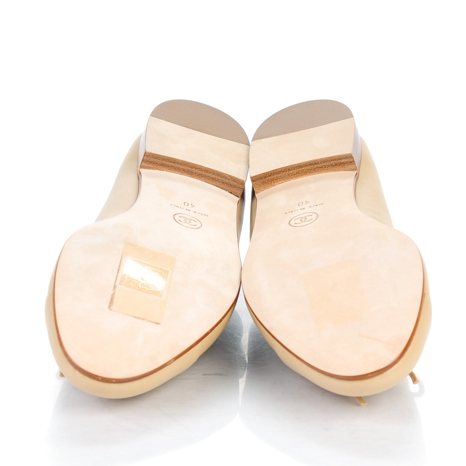 Chanel Lambskin Cap Toe CC Ballerina Flats 40 Light Beige 5 of 9