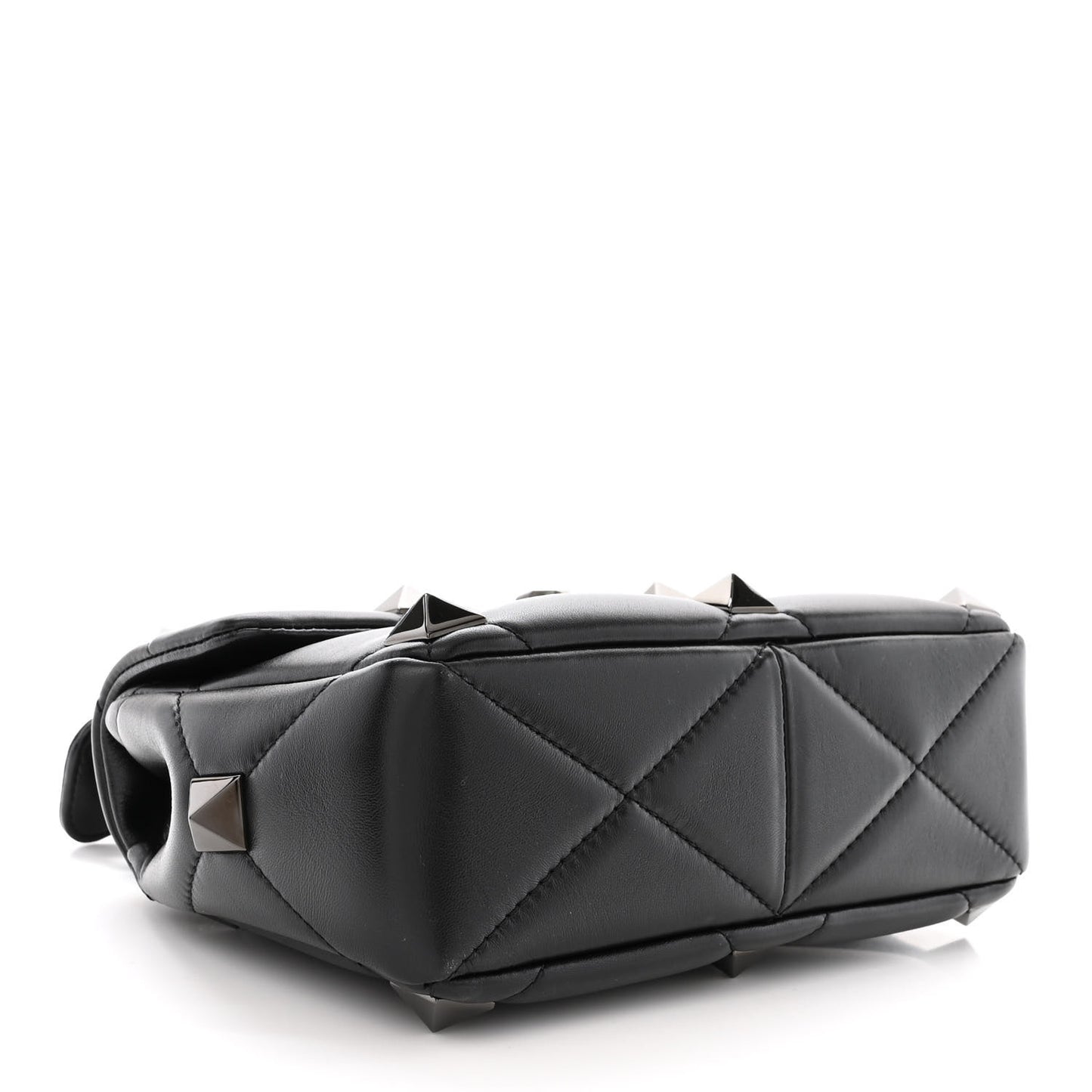 Nappa Monochrome Medium Roman Stud Shoulder Bag Black