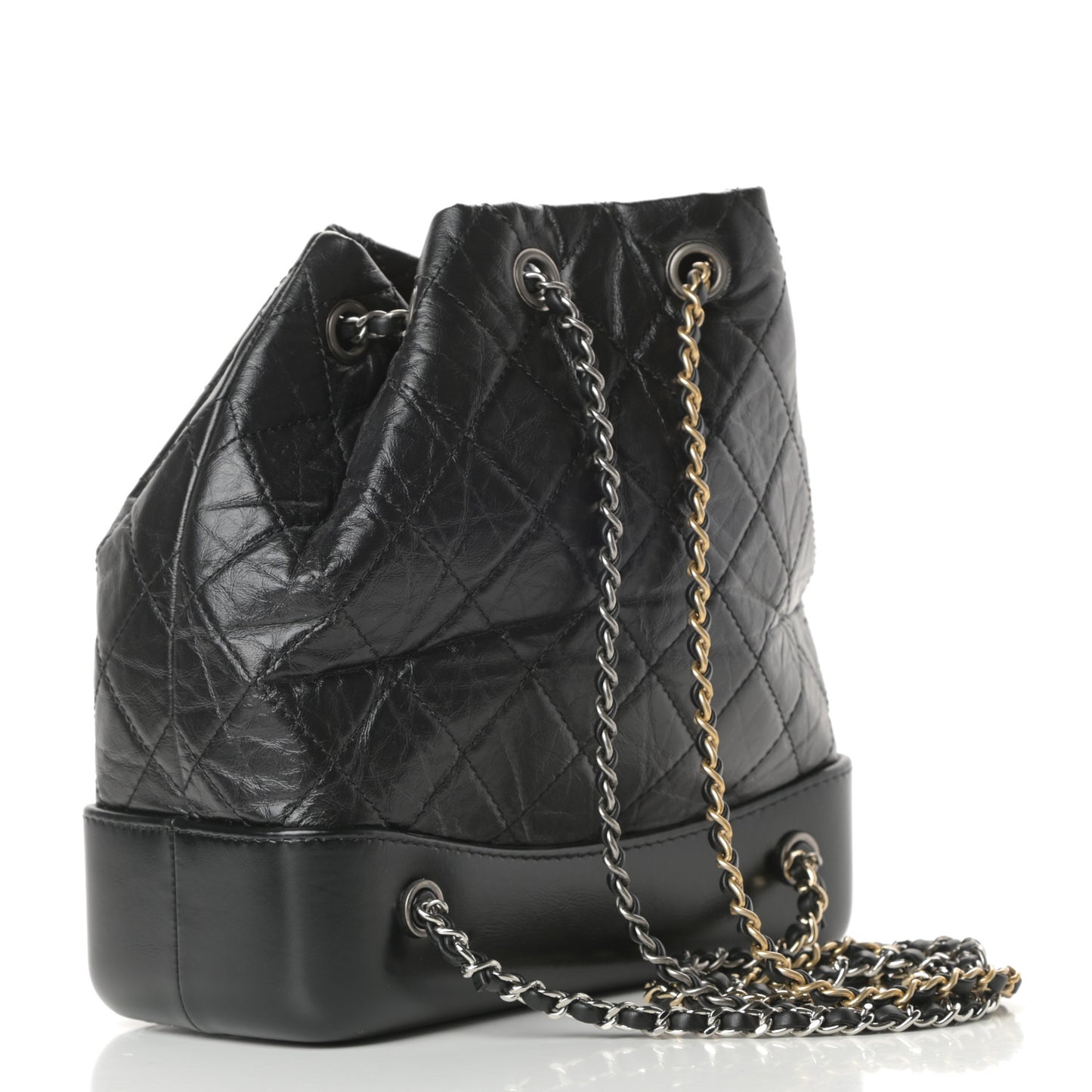 Aged Calfskin Quilted Small Gabrielle Backpack Black