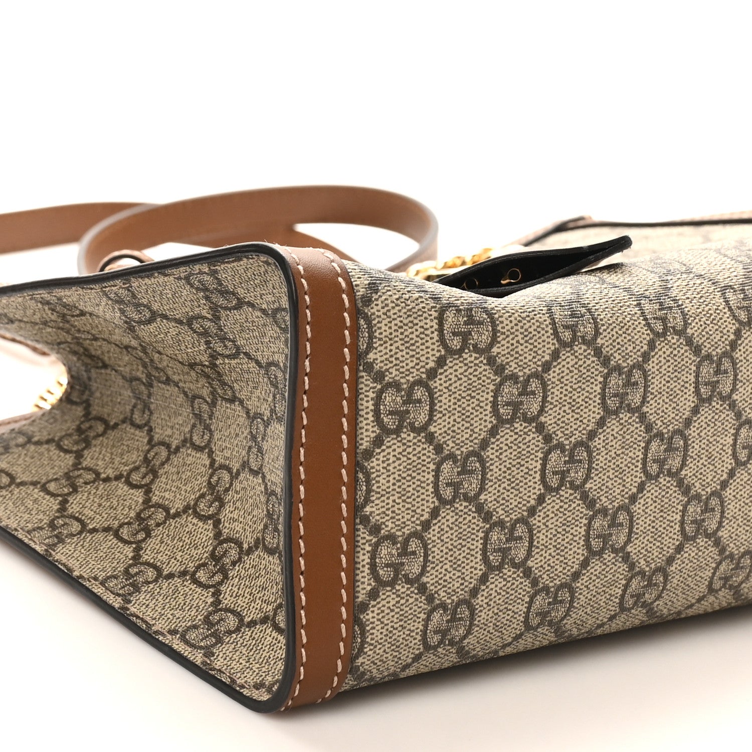 Gucci GG Supreme Monogram Calfskin Small Padlock Tote Beige Ebony Tuscany 9 of 10