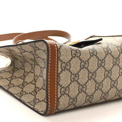 Gucci GG Supreme Monogram Calfskin Small Padlock Tote Beige Ebony Tuscany 9 of 10