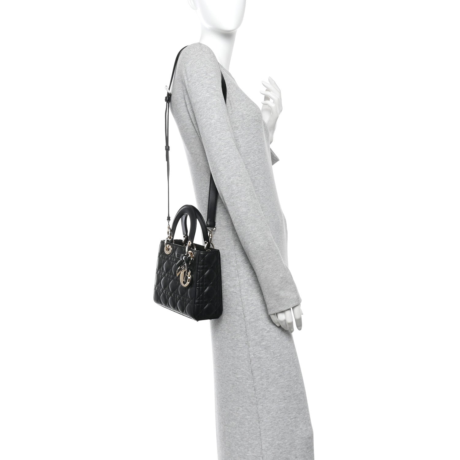 Christian Dior Lambskin Cannage Small Lady Dior Black 2 of 15
