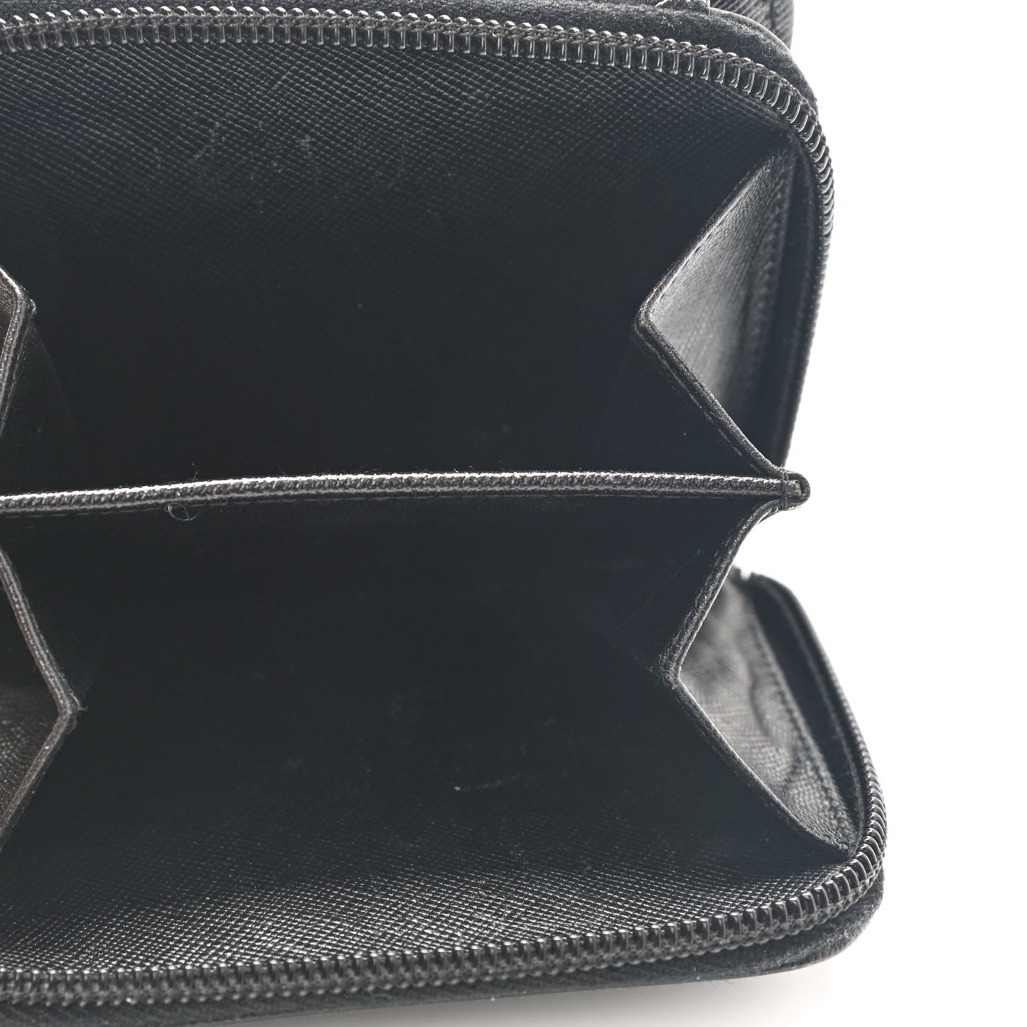 Saffiano Metal Compact Zip Around Wallet Black