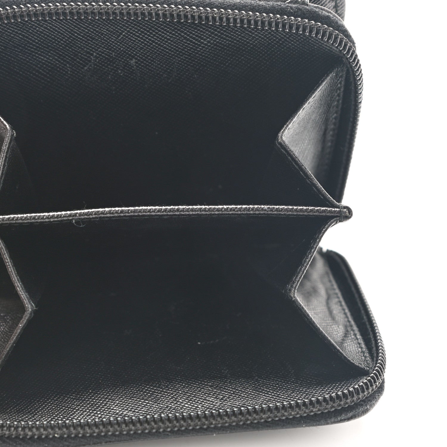 Prada Saffiano Metal Compact Zip Around Wallet Black 5 of 9