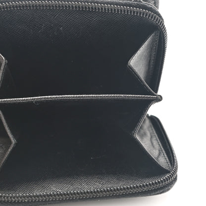 Prada Saffiano Metal Compact Zip Around Wallet Black 5 of 9