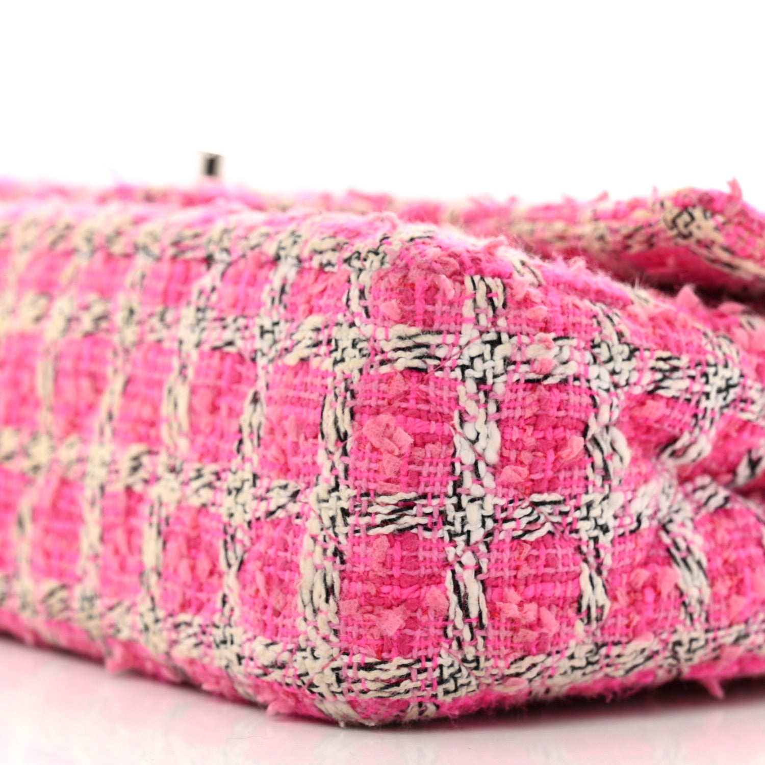 Chanel Tweed Quilted Medium Double Flap Hot Pink 10 of 13