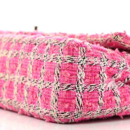 Chanel Tweed Quilted Medium Double Flap Hot Pink 10 of 13