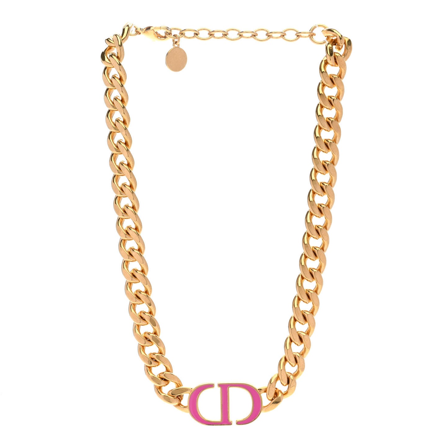 Metal CD Choker Necklace Gold Pink