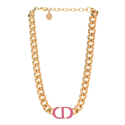 Christian Dior Metal CD Choker Necklace Gold Pink 3 of 6