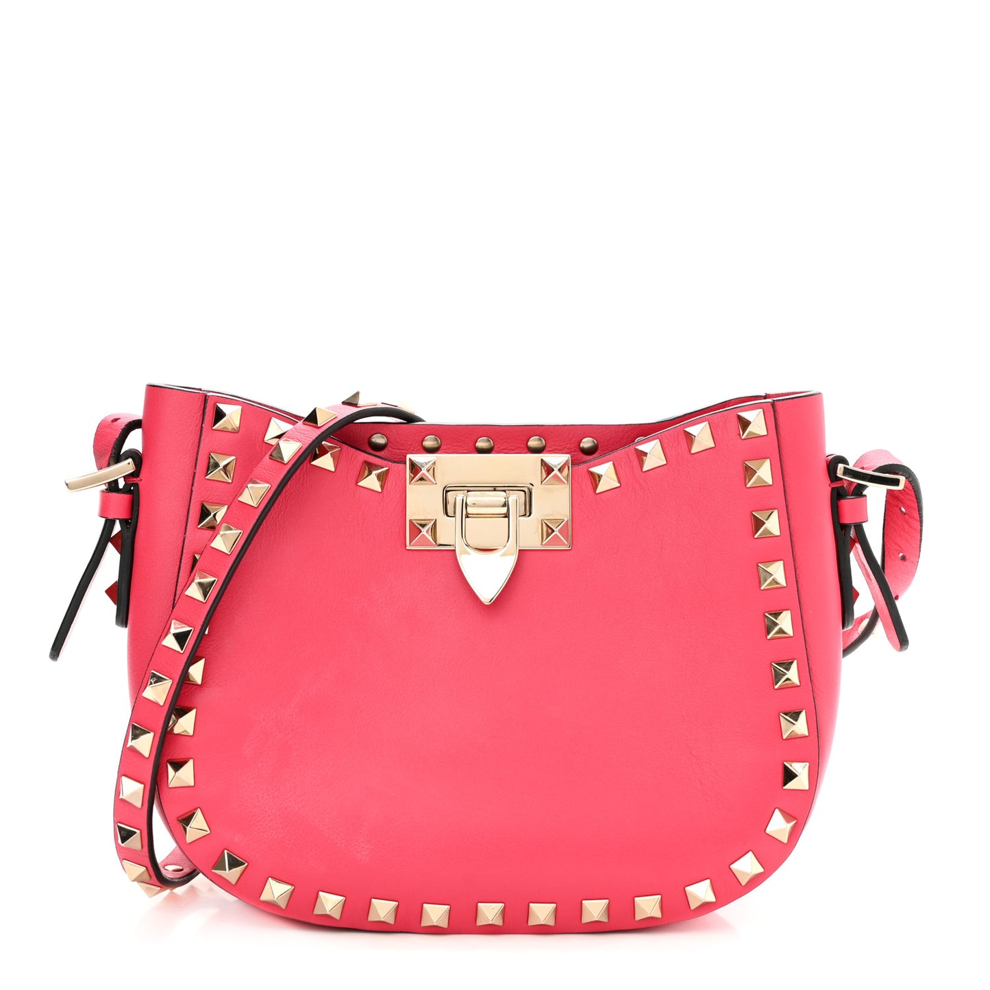 Vitello Rockstud Flip-Lock Satchel Fragola
