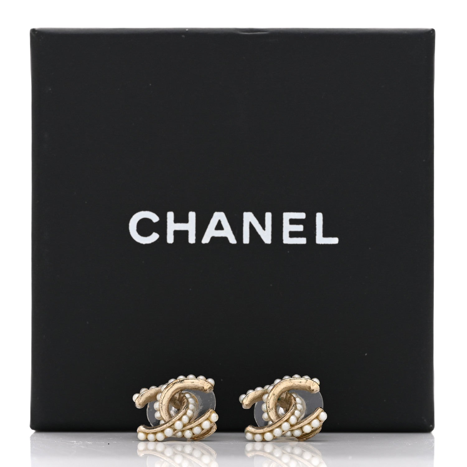 Chanel Pearl Twisted CC Earrings Light Gold White 7 of 7