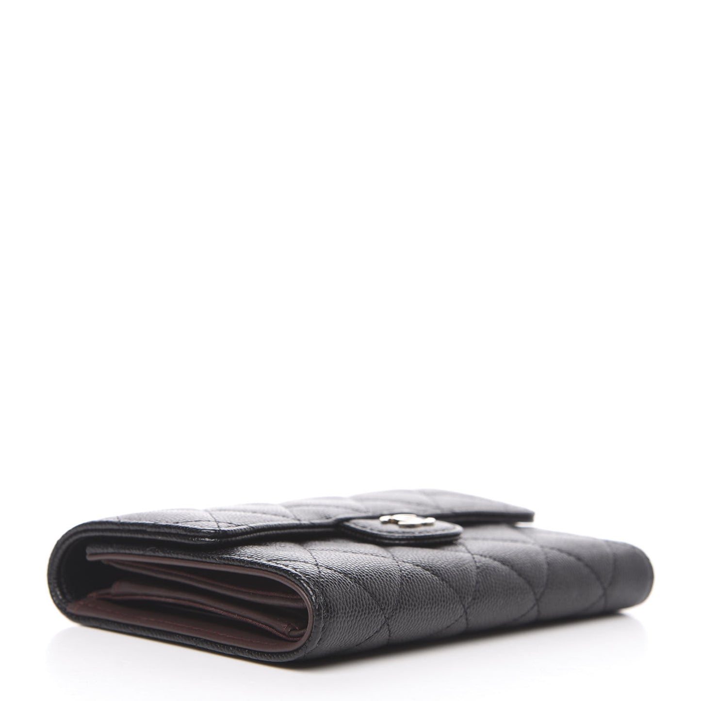 Caviar Quilted Small Flap Wallet Black
