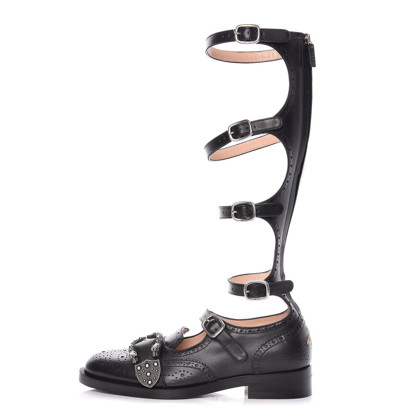 Calfskin Queercore Brogue Knee High Boots 37.5 Black