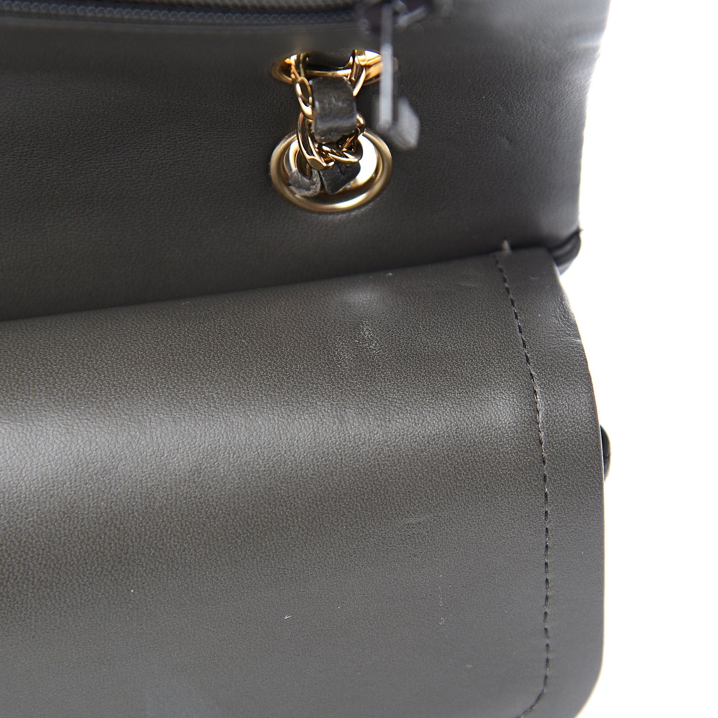 Lambskin Quilted Medium Double Flap Dark Grey