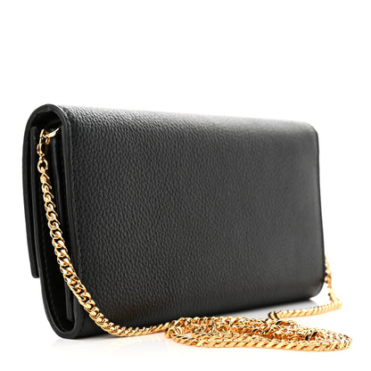 Alexander McQueen Pebbled Calfskin Skull Wallet on Chain Black 3 of 13