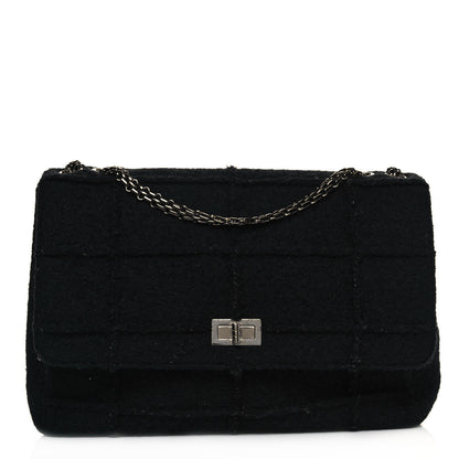 Chanel Wool Patchwork Mademoiselle Jumbo Flap Black 1 of 9