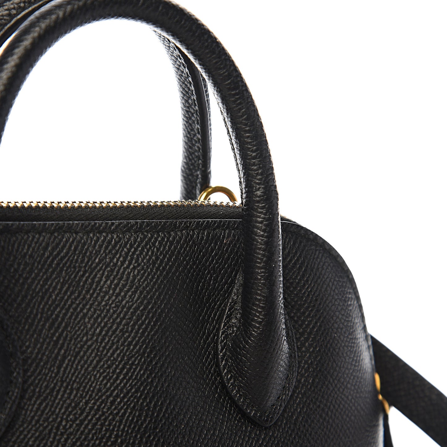 Signature Grained Calfskin XXS Ville Top Handle Bag Black White