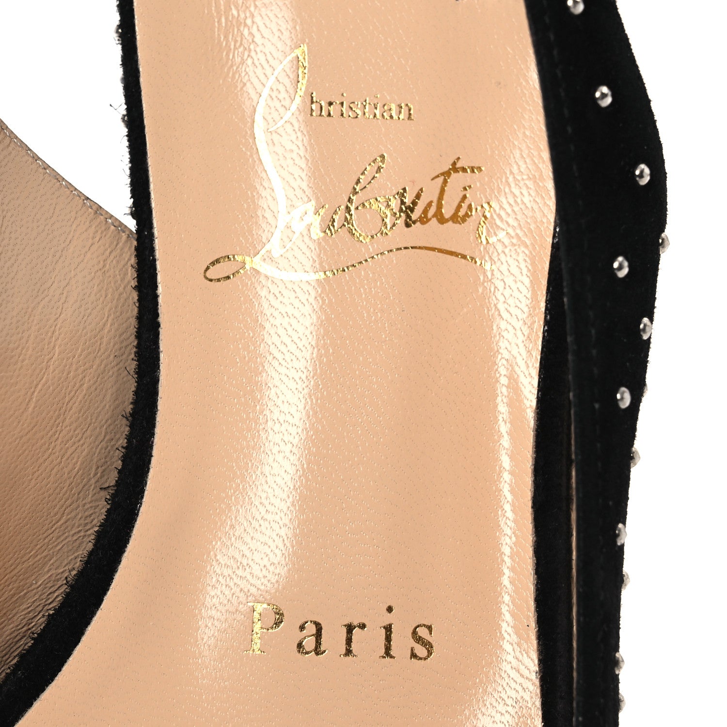 Christian Louboutin Suede Studded Slingback Flats 36.5 Black 8 of 9