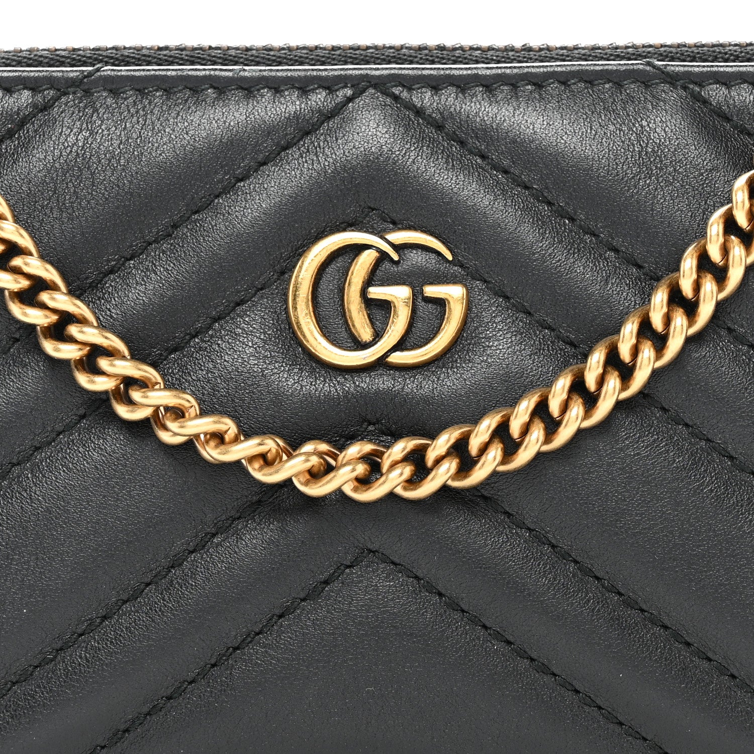 Gucci Calfskin Matelasse Mini GG Marmont Chain Bag Black 8 of 13