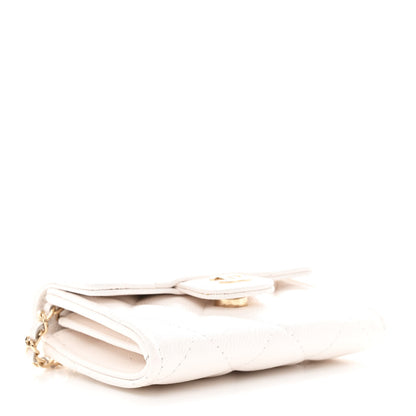 Chanel Caviar Quilted Flap Card Holder On Chain White 4 of 12