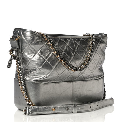 Chanel Metallic Lambskin Calfskin Quilted Medium Gabrielle Hobo Silver 3 of 14