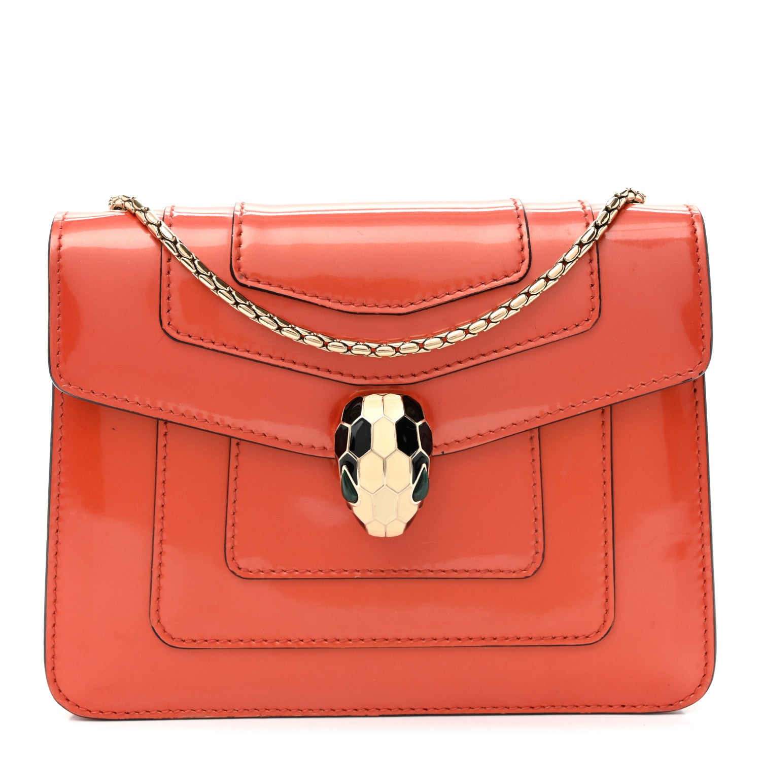 Bulgari Patent Serpenti Forever Crossbody Orange 1 of 9