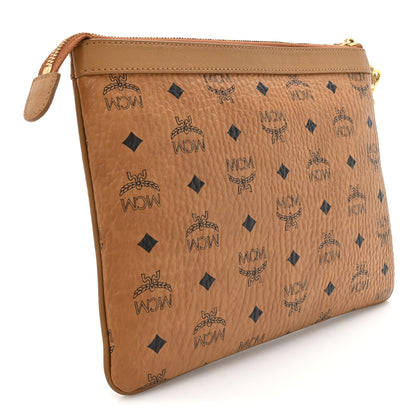 MCM Visetos Studded Wristlet Pouch Cognac 3 of 8