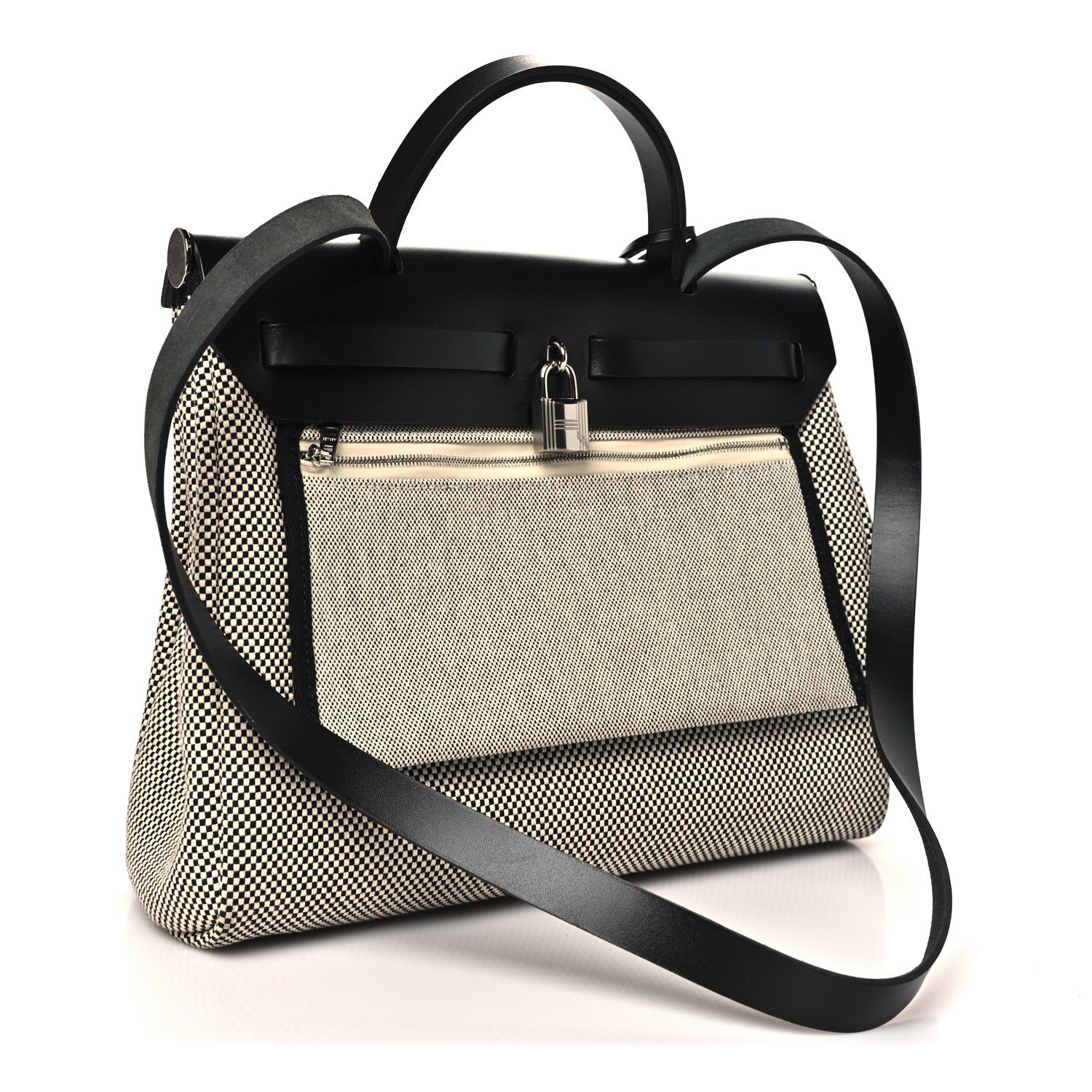 Hermes Vache Hunter Criss Viking Herbag Zip Retourne 31 PM Ecru Black 3 of 11