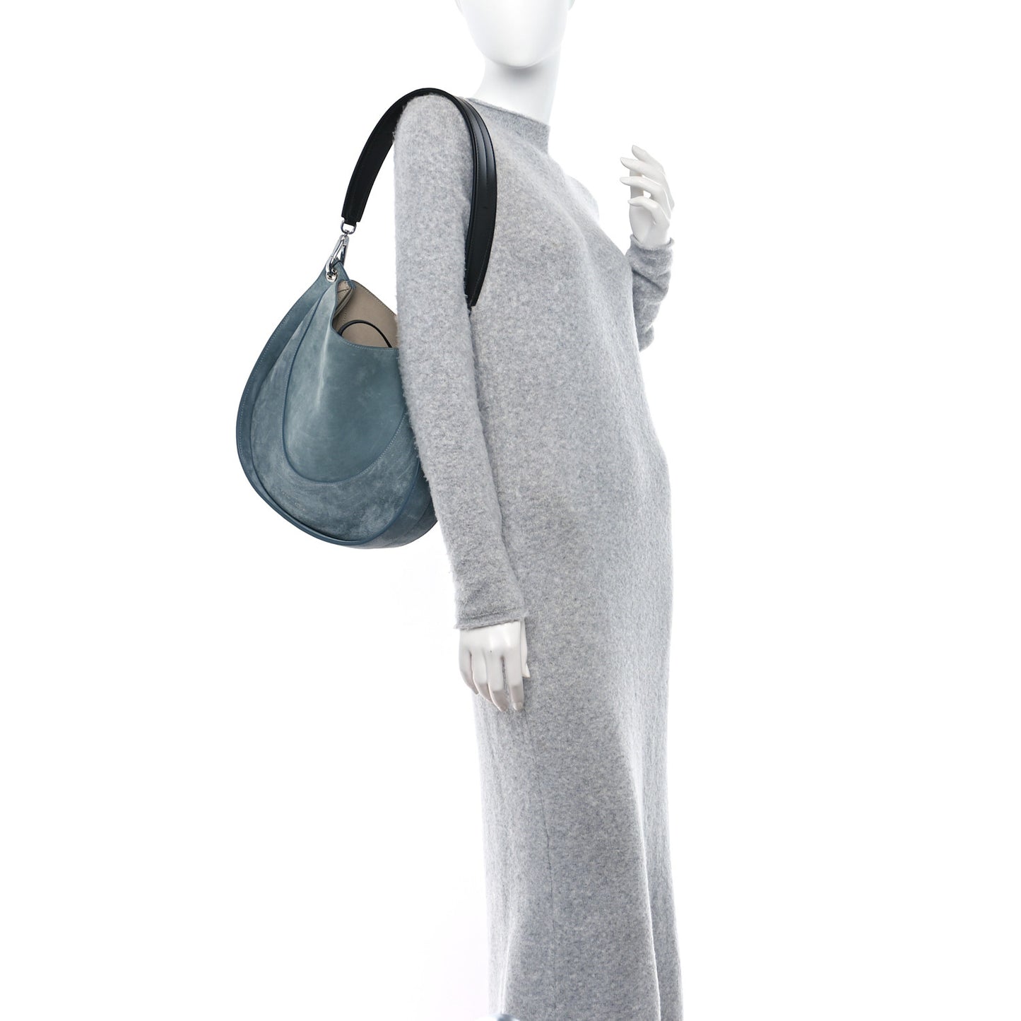 Suede Arch Shoulder Bag Faded Blue