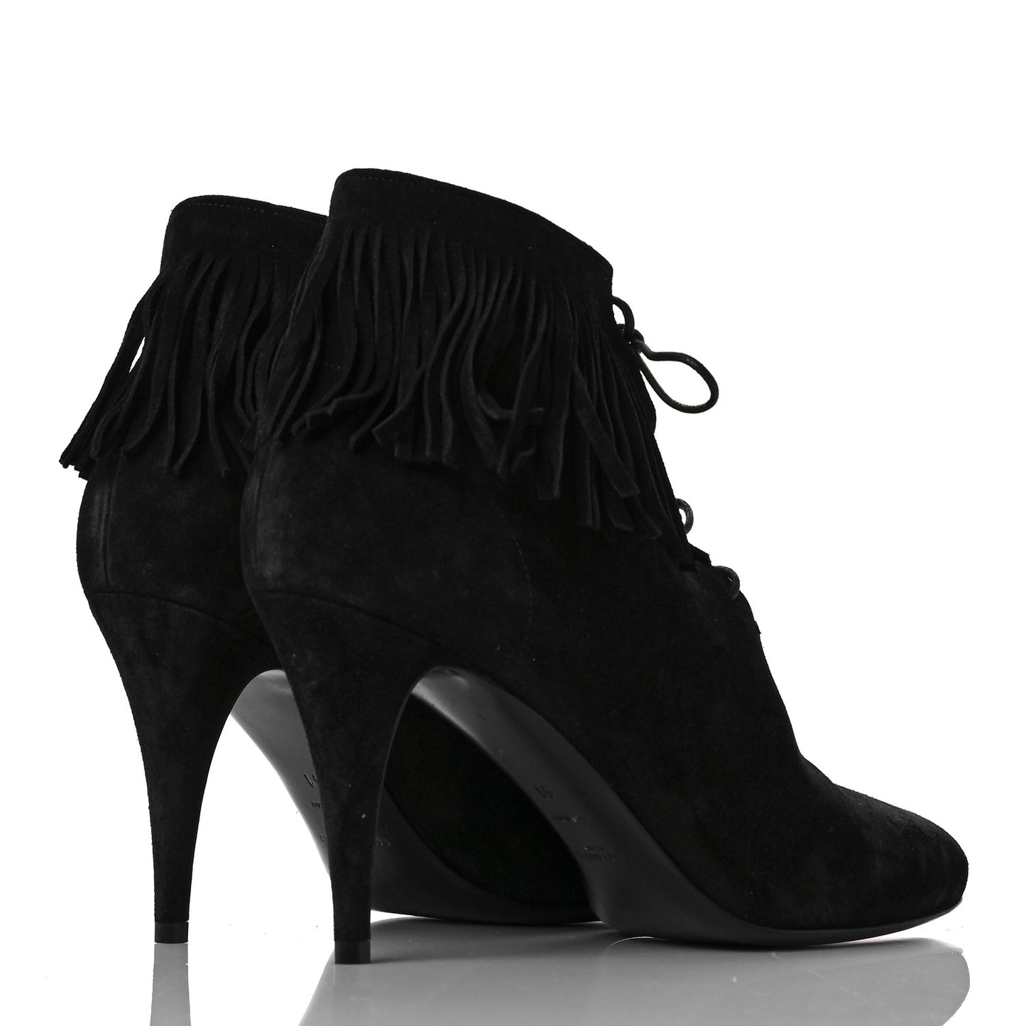 Suede Fringe Babies Ankle Boots 41 Black