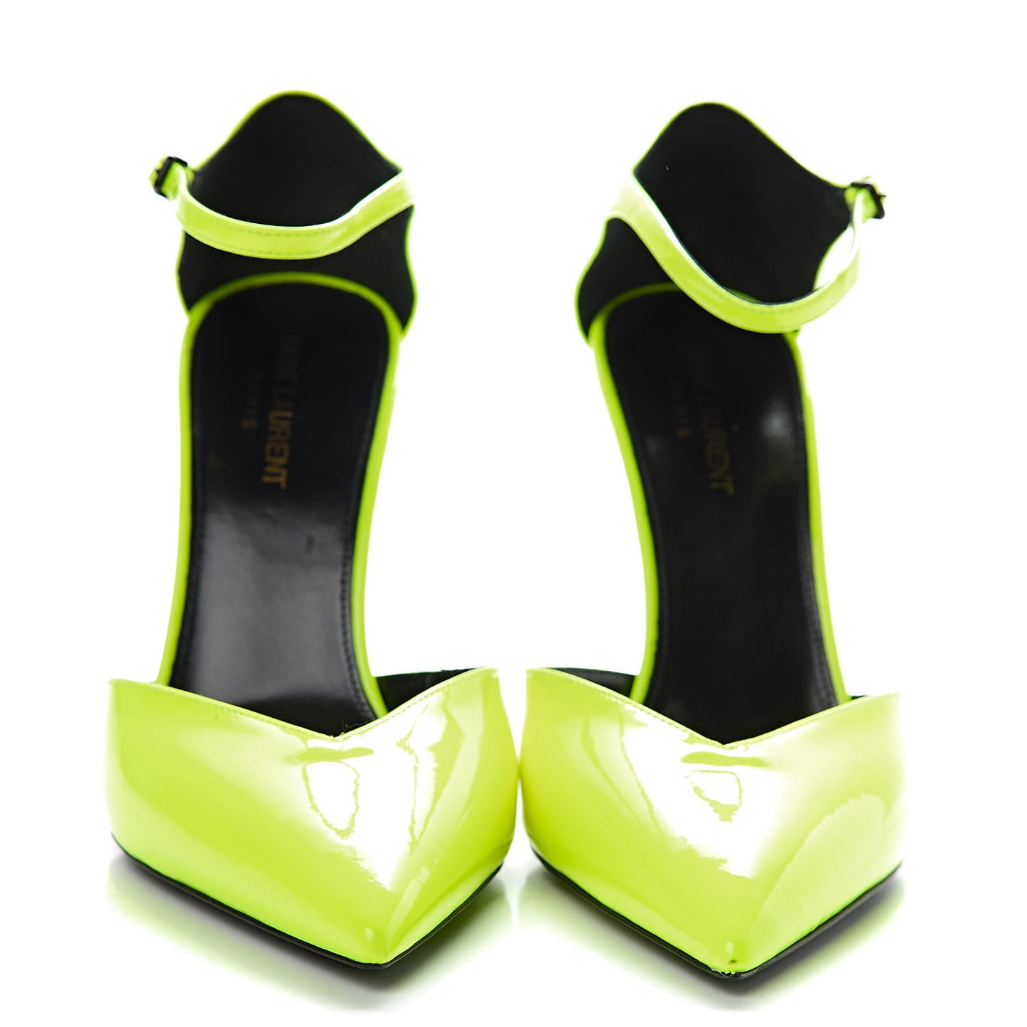 Patent Anja 105 Ankle Strap Pointed Pumps 39 Fluo Yellow