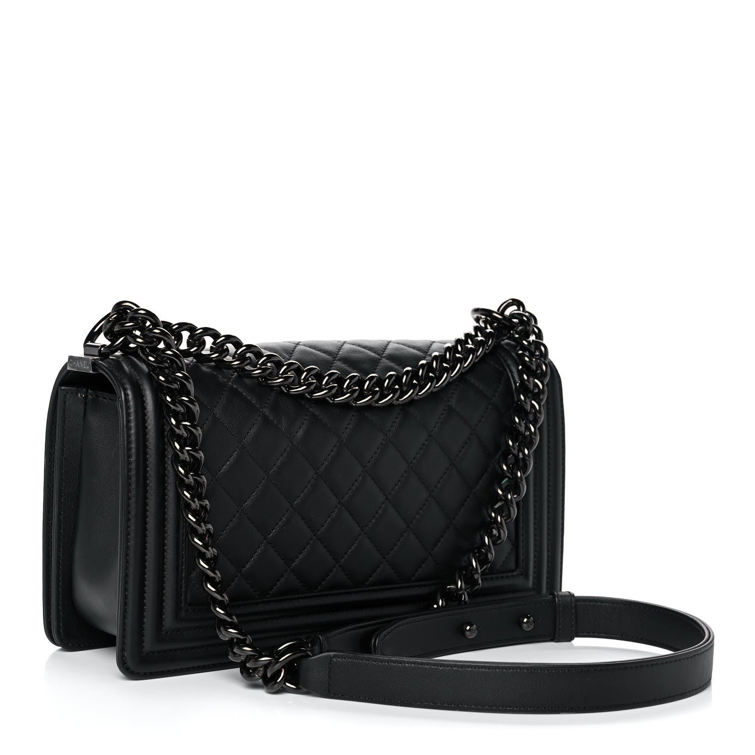 Chanel Calfskin Quilted Medium Boy Flap So Black 3 of 12