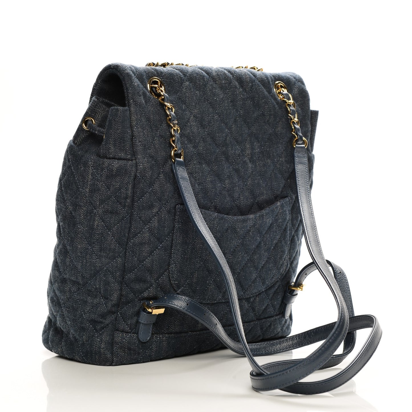 Washed Denim Quilted Large Urban Spirit Backpack Dark Blue