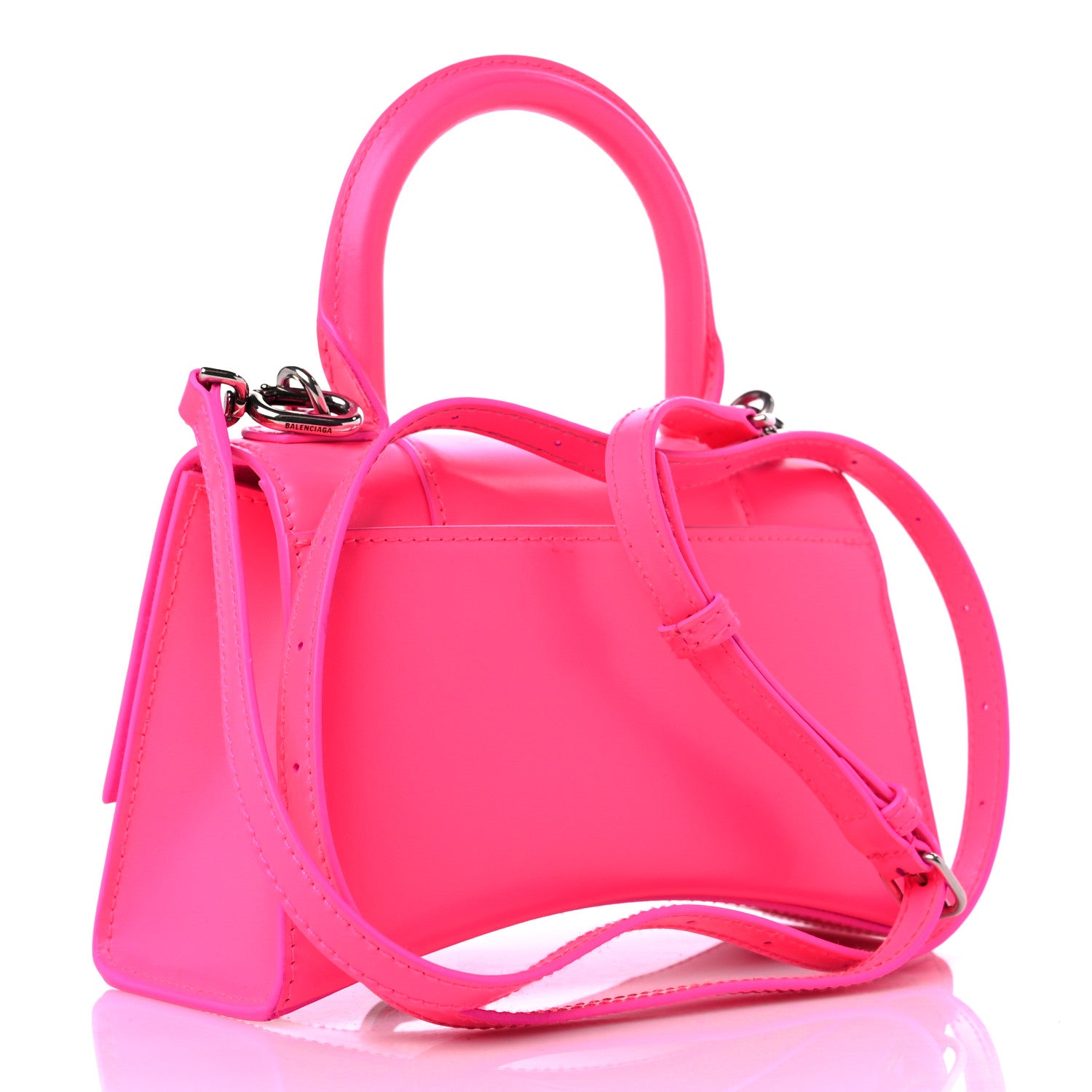 Balenciaga Shiny Box Calfskin Hourglass Top Handle Bag XS Hot Pink 3 of 12