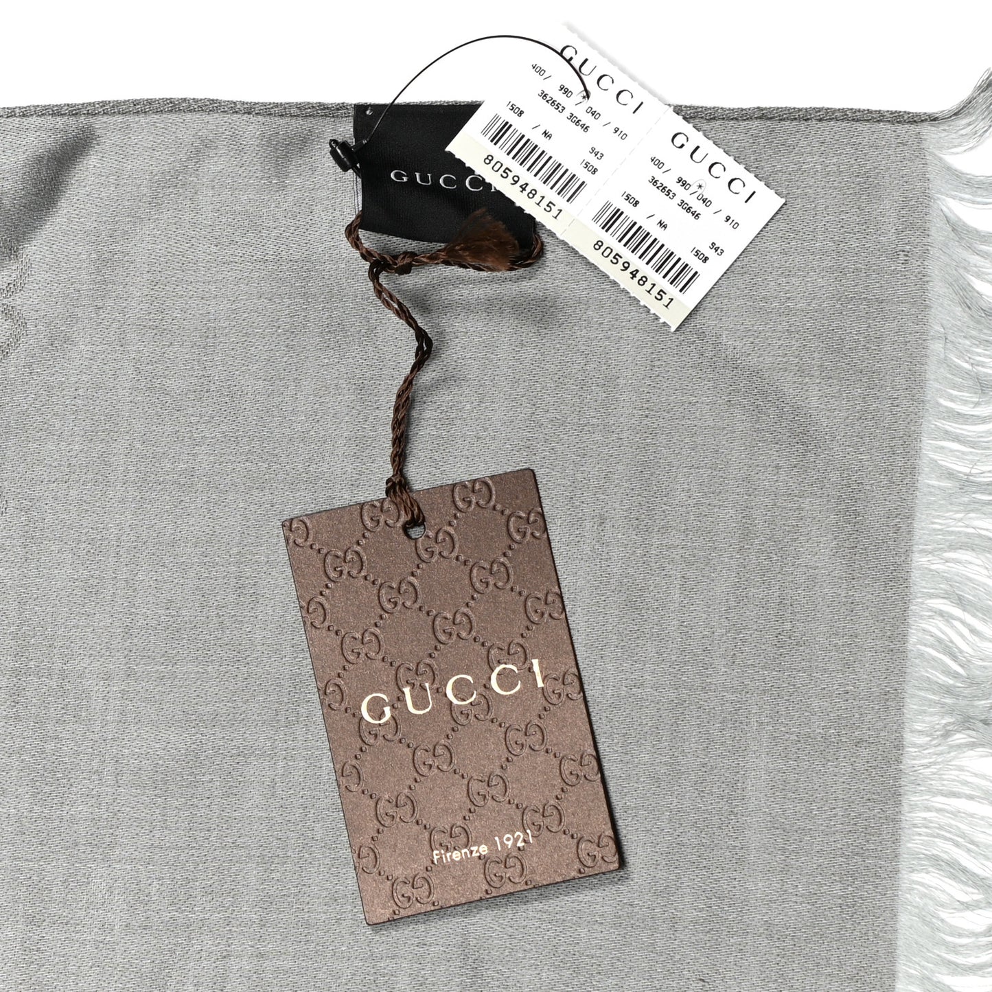 Wool Silk GG Monogram GGNat Overd Scarf Grey