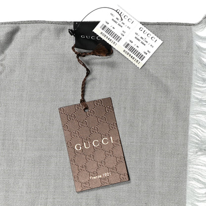 Gucci Wool Silk GG Monogram GGNat Overd Scarf Grey 4 of 4