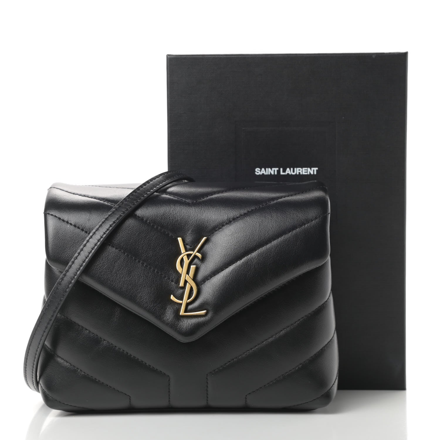 Saint Laurent Calfskin Y Quilted Monogram Toy Loulou Crossbody Bag Black 12 of 12