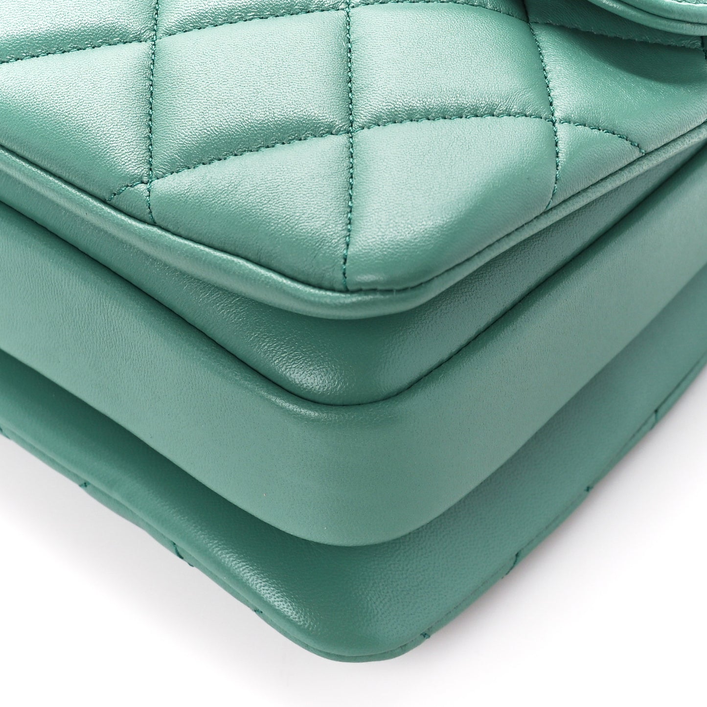 Lambskin Quilted Small Trendy CC Flap Dual Handle Bag Green