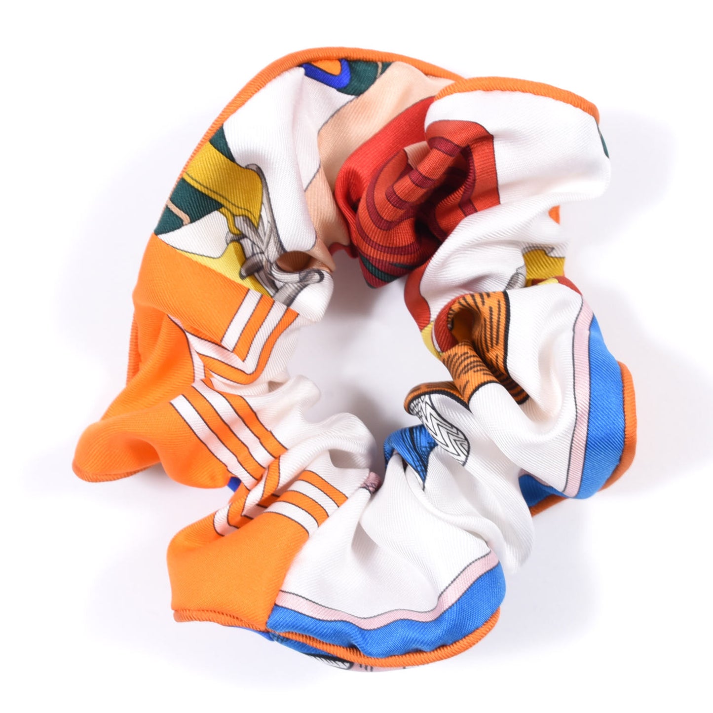 Silk Patchwork Claudia Scrunchie Orange Fruite