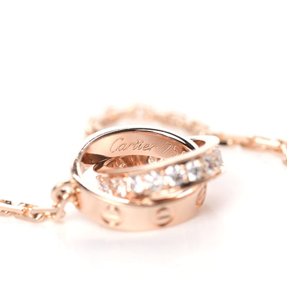 Cartier 18K Pink Gold Diamond Interlocking LOVE Necklace 4 of 6