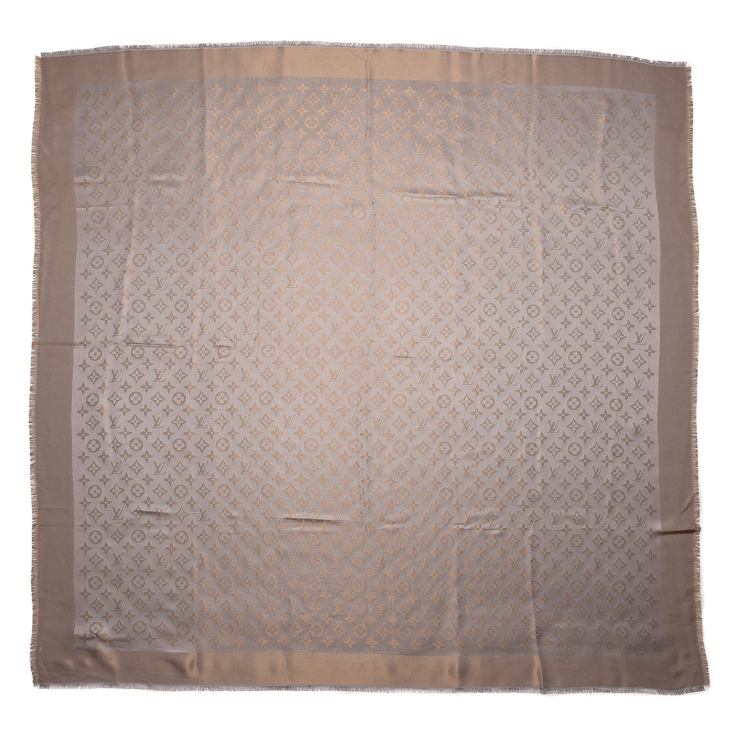 Silk Lurex Wool Monogram Shine Shawl Charcoal Greige