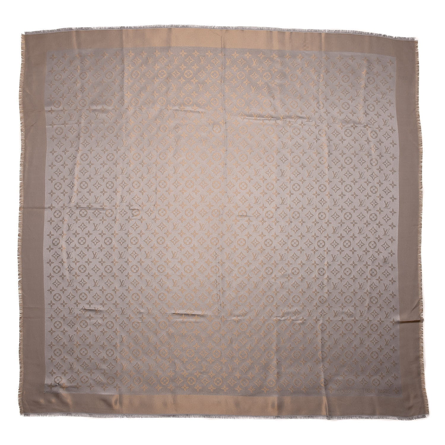 Louis Vuitton Silk Lurex Wool Monogram Shine Shawl Charcoal Greige 1 of 5